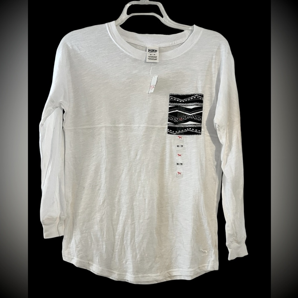Victoria’s Secret “Pink”  White long sleeve Tee Shirt  Sz Xtra Small